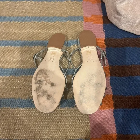 Doen Shiny Silver Strappy Sandals Worn Twice - Picture 4 of 4